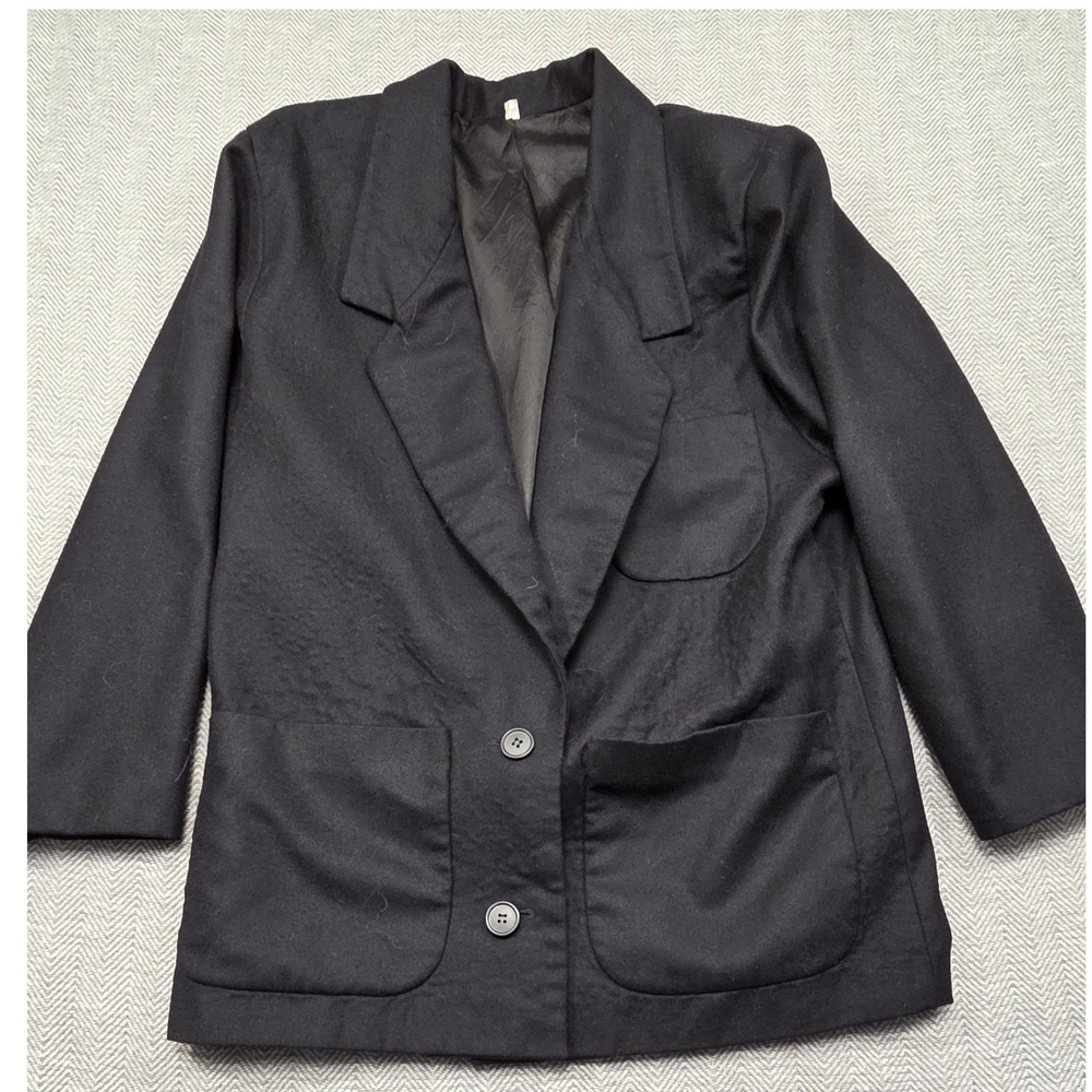 Christie Brinkley‎ Vintage Black Two Button Patch Pocket Lined Blazer Jacket 12